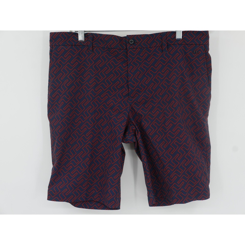 J.Lindeberg Tim Golf Shorts Blue Red Geo Print Performance 10 Inseam Men's 34